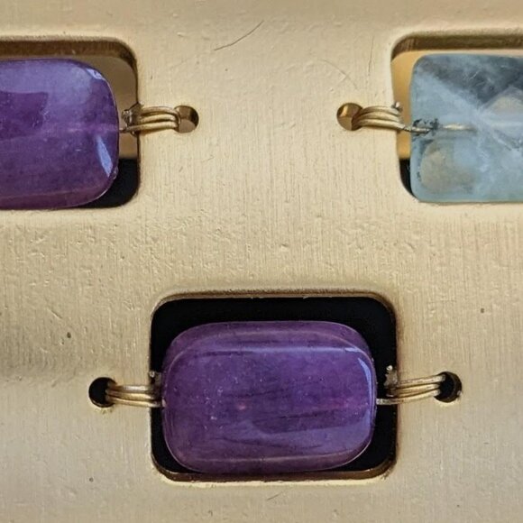 BRUSHED GOLD-TONE BRACELET WITH CABACHONS - Picture 3 of 4